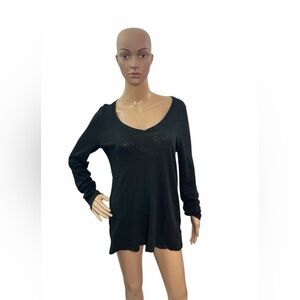 ATM Anthony Thomas Melillo Women’s Size M Long Sleeve Destroyed Washed Tee Black